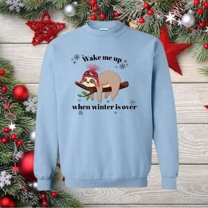 Light Blue Sloth Graphic Sweater